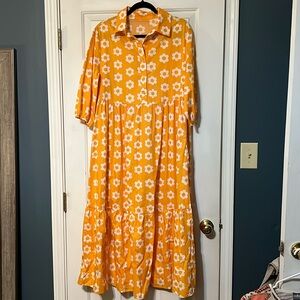 Orange and White floral maxi dress